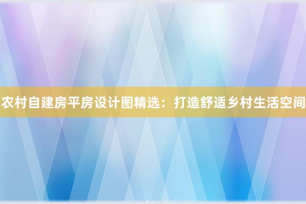 农村自建房平房设计图精选：打造舒适乡村生活空间